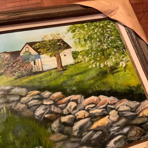 14x18 Beautiful scenic cottage great depth detail & beauty soft canvas framed - Picture 9 of 9